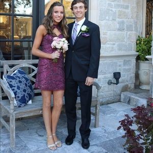 Sherri Hill short homecoming or prom dress.